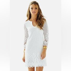 Lilly Pulitzer Mara Resort White Paradise Island Engineered Lace Dress Medium